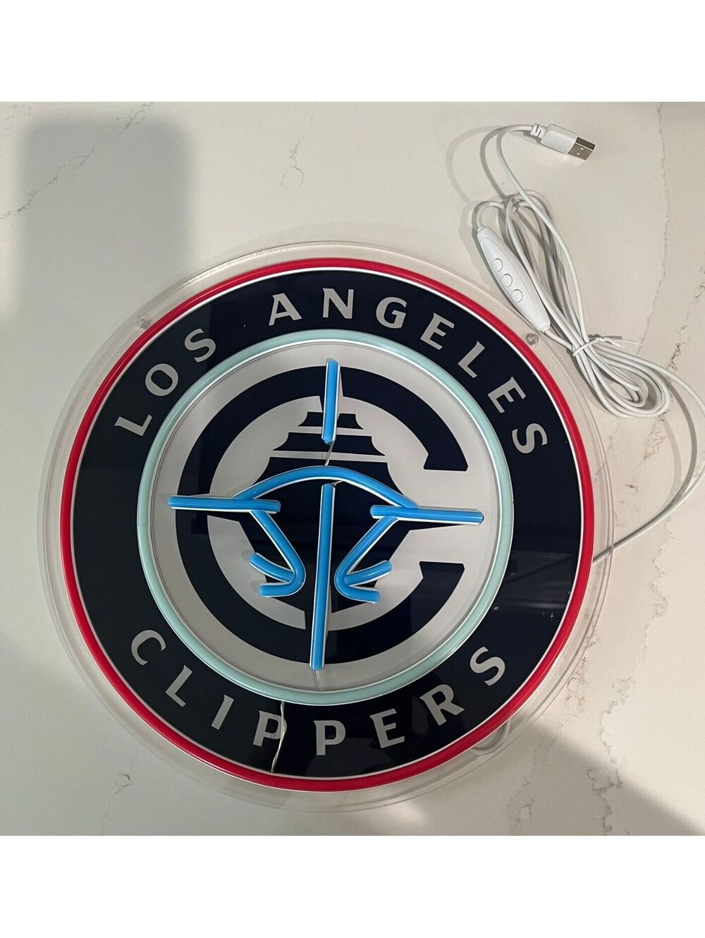 Los Angeles Clippers Illuminated Wall Light - Basketball Man Cave Sign